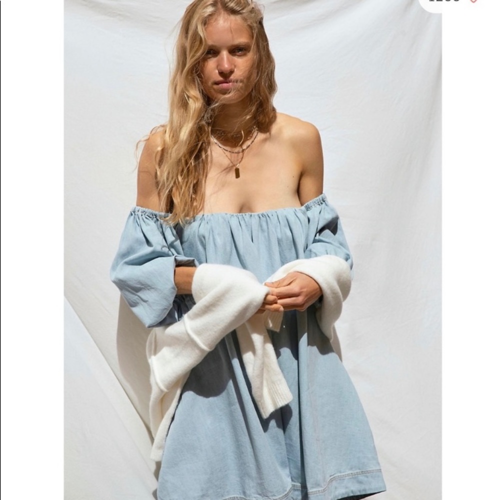 NWT free people- off shoulder denim dress (L)